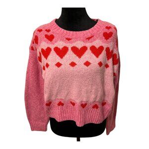 Jessica Simpson Pink Sweater with Red Heart Design